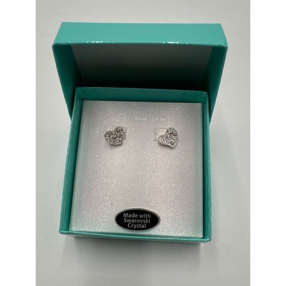 Swarovski Earrings Platinum Tone Heart Earrings - Picture 4 of 4